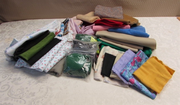 LARGE LOT OF VARIOUS FABRIC SCRAPS FOR YOUR SEWING PROJECTS
