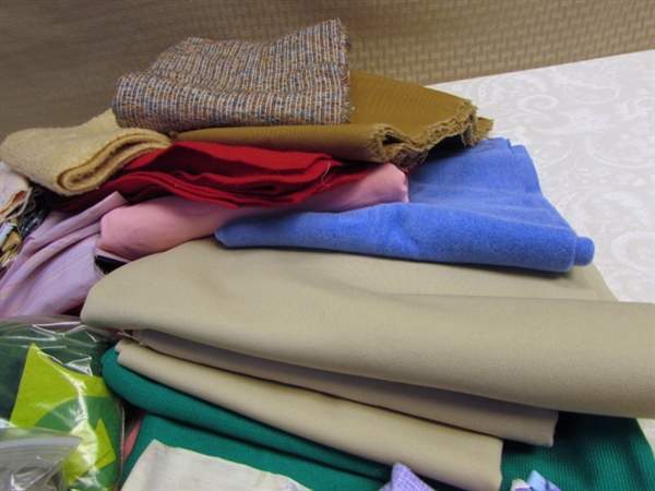LARGE LOT OF VARIOUS FABRIC SCRAPS FOR YOUR SEWING PROJECTS