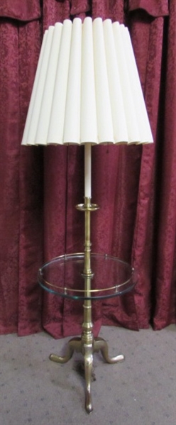 BEAUTIFUL STIFFEL BRASS AND GLASS FLOOR LAMP