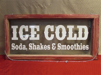 VINTAGE WINDOW "ICE COLD" SIGN