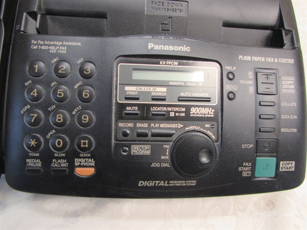 FAX MACHINE WITH CORDLESS PHONE AND COPIER FUNCTION