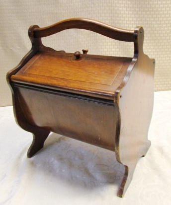 QUAINT WOODEN CHAIR SIDE CADDY/ SEWING BOX