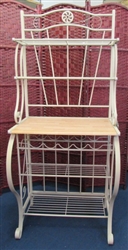 LIKE NEW IVORY AND WOOD BAKERS RACK