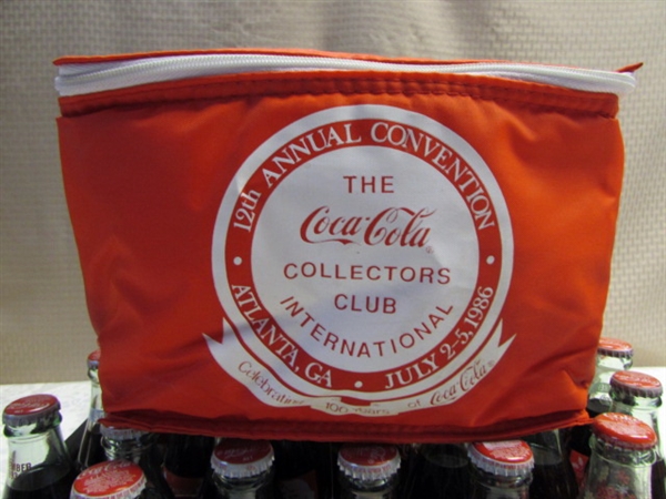 25 COLLECTIBLE 8 OZ BOTTLES OF COCA-COLA WITH CARRIER & LUNCH BAG