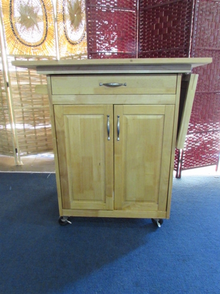 WOOD CABINET WITH CUTTING BOARD TOP