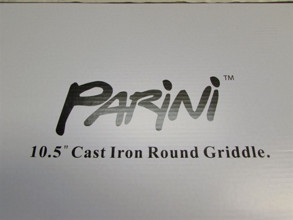 NIB PARINI 10 1/2 CAST IRON ROUND GRIDDLE