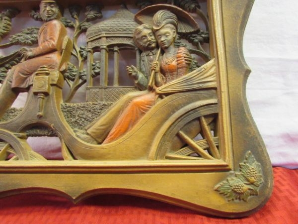 WONDERFUL DIMENSIONAL CARVED WOOD WALL PLAQUE - OLD!
