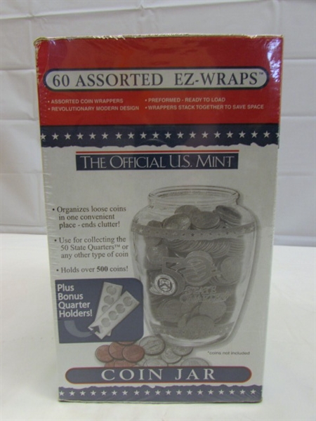 COIN JAR WITH EZ-WRAPS TO ROLL YOUR COINS - BRAND NEW
