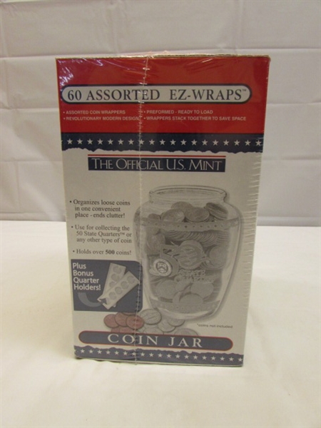 COIN JAR WITH EZ-WRAPS TO ROLL YOUR COINS - BRAND NEW