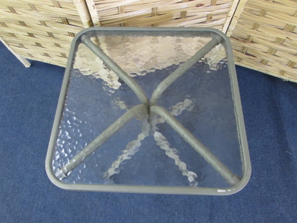 SMALL GLASS TOP PATIO TABLE