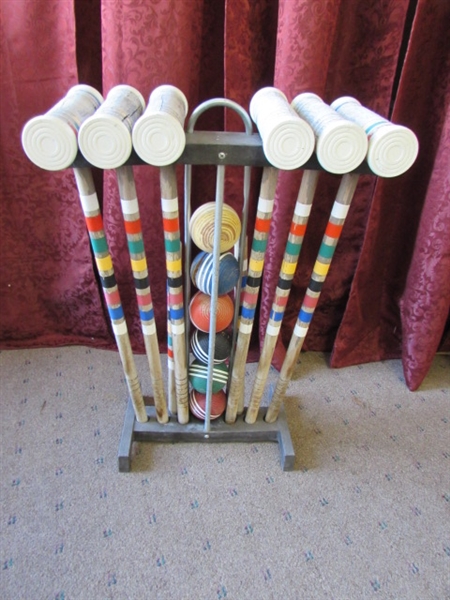VINTAGE FORSTER CROQUET SET WITH STAND