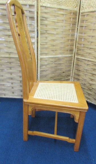 NICE SOLID CARVED BACK CANE SEAT CHAIR