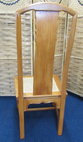 NICE SOLID CARVED BACK CANE SEAT CHAIR
