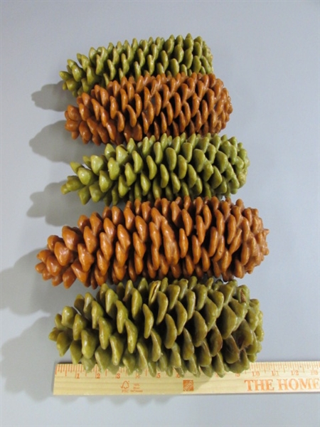 DECORATIVE FIREWOOD HOLDER AND WAX PINE CONES