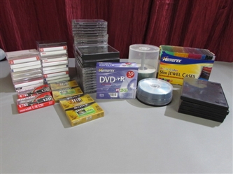 CD CASES, BLANK CDS, TAPES, TAPE CASES AND HI8
