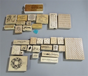 WOOD MOUNTED RED RUBBER STAMPS 