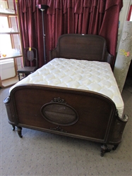 ANTIQUE FULL SIZE CANED BED FRAME & MATTRESS *RESERVE HAS BEEN MET!*