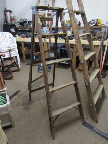 TWO WOODEN LADDERS