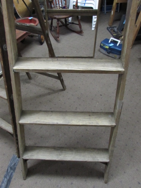 TWO WOODEN LADDERS