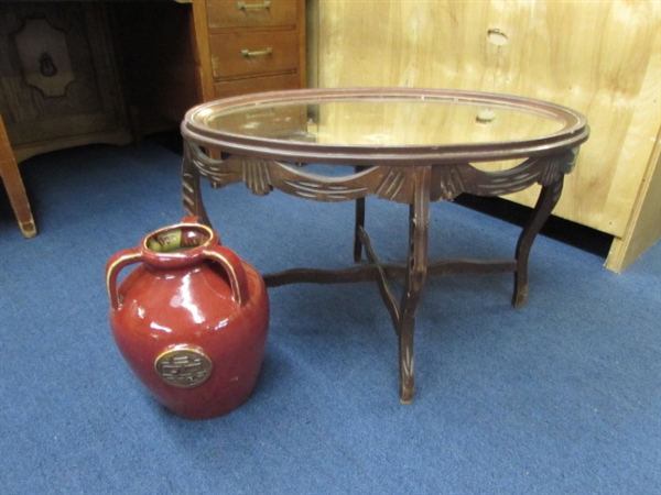 VINTAGE/ANTIQUE TABLE AND VASE
