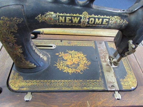 ANTIQUE NEW HOME TREADLE SEWING MACHINE