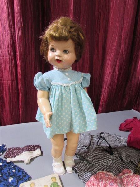 VINTAGE 1952 SAUCY WALKER DOLL WITH WARDROBE AND PATTERNS