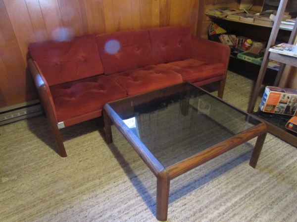 MID CENTURY JAMES DAVID COUCH & COFFEE TABLE