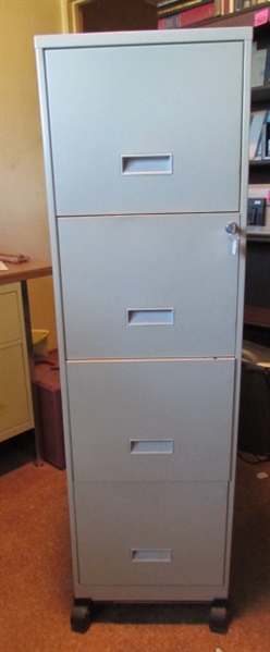 4 DRAWER METAL FILING CABINET WITH ROLLING BASE