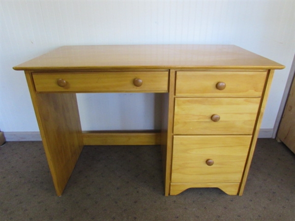 SOLID PINE DESK WITH HANGING FILE DRAWER
