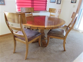DICK IDOL "MISSION VALLEY" 54" ROUND KITCHEN TABLE & 4 CHAIRS