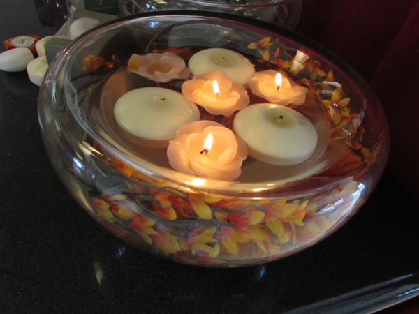 3 FLOATING CANDLE BOWLS - HANDMADE IN POLAND & CANDLES
