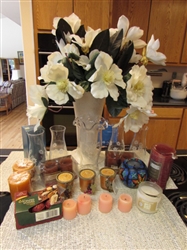 CANDLE ASSORTMENT REAL & FLAMELESS & VASES
