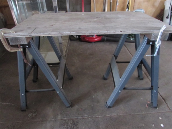 GARAGE LOT - SAWHORSES, GAS CAN, PAINT BRUSHES & MORE