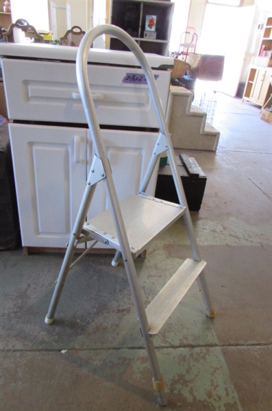 SMALL CABINET FOR THE SHOP OR GARAGE & STEP LADDER
