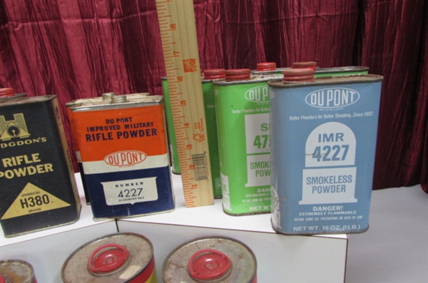 LARGE COLLECTION OF VINTAGE & NEWER POWDER TINS, CANS & BOTTLES