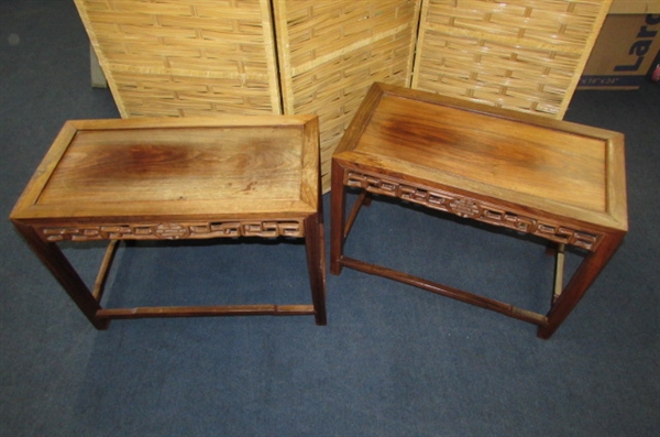 BEAUTIFUL HAND CARVED ASIAN SIDE TABLES