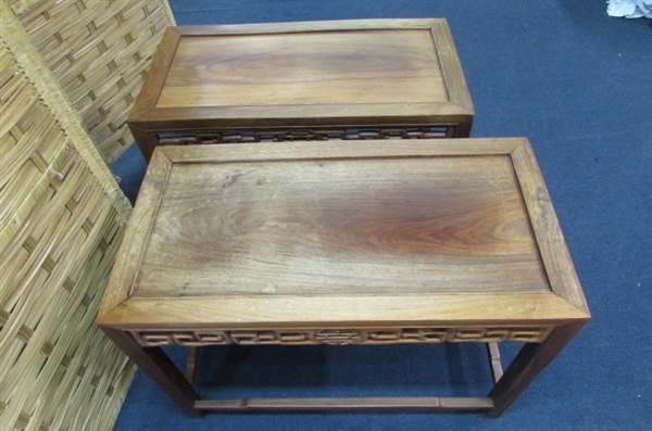 BEAUTIFUL HAND CARVED ASIAN SIDE TABLES