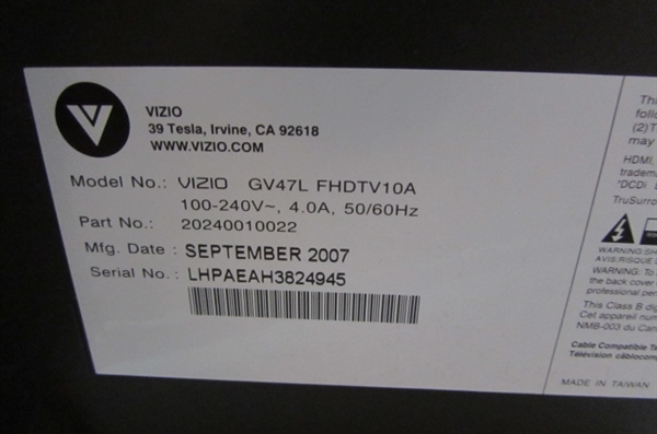 VIZIO LCD 47 FLAT SCREEN TV