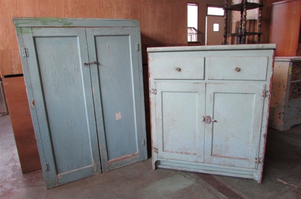 VINTAGE SHABBY CHIC BLUE CABINETS