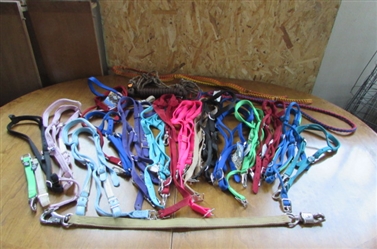 LARGE LOT OF NYLON HEADSTALLS FOR HORSES *STABLE HANDS*