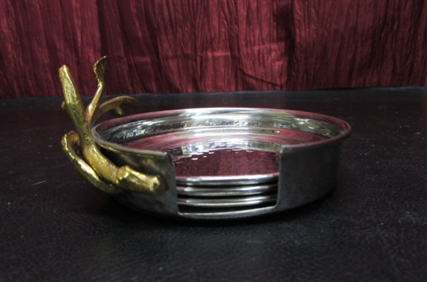 ENAMELED PLATE, PEWTER DISH AND MORE