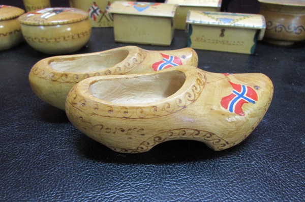 NORWEGIAN WOOD BOXES AND COLLECTABLES