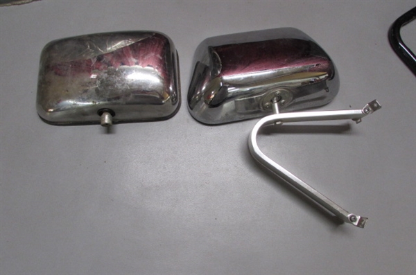 VINTAGE GAS CANS AND VEHICLE MIRRORS