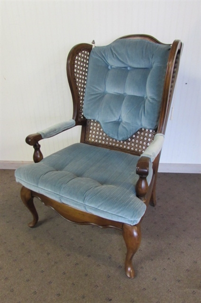 VINTAGE CANED WINGBACK CHAIR