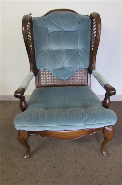 VINTAGE CANED WINGBACK CHAIR