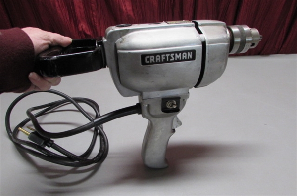 CRAFTSMAN 3/8 ELECTRIC HAMMER DRILL & 1/2 COMMERCIAL REVERSIBLE DRILL