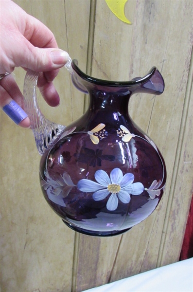 LIMITED EDITION HAND PAINTED FENTON ART GLASS PITCHER