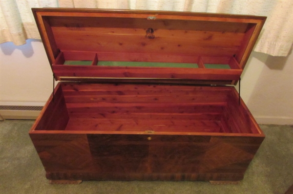 VINTAGE/ANTIQUE 'LANE' WATERFALL CEDAR CHEST WITH TRAY