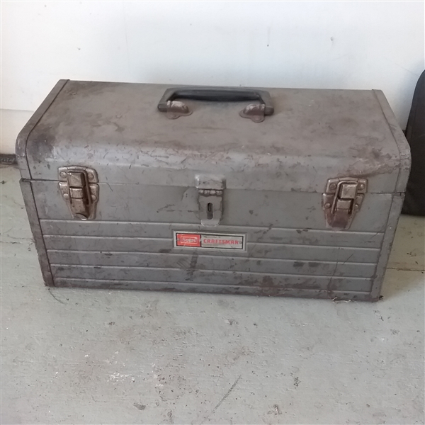 TOOL BOX WITH TOOLS AND 1/4 UTILITY DRILL