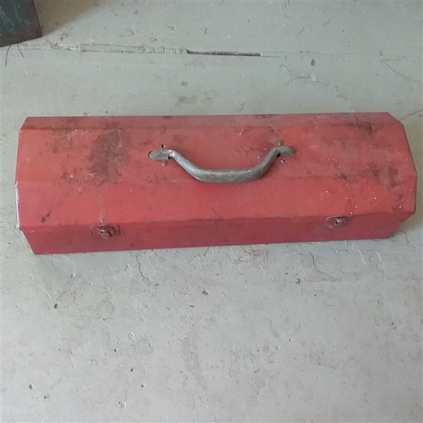 TOOL BOXES WITH TOOLS AND HARDWARE, HATCHET, FISHING, AND SAWS